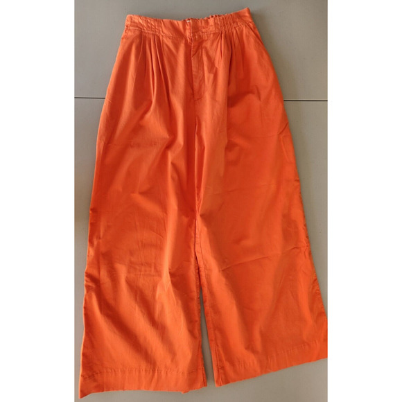 NWOT Anthropologie Maeve Slouchy Wide-Leg Trousers Size 0 Bright Orange #8D401 - Picture 2 of 13